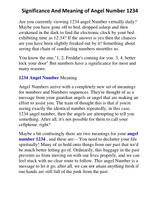 significance and meaning of angel number 1234