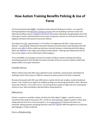 How Autism Training Benefits Policing & Use of Force