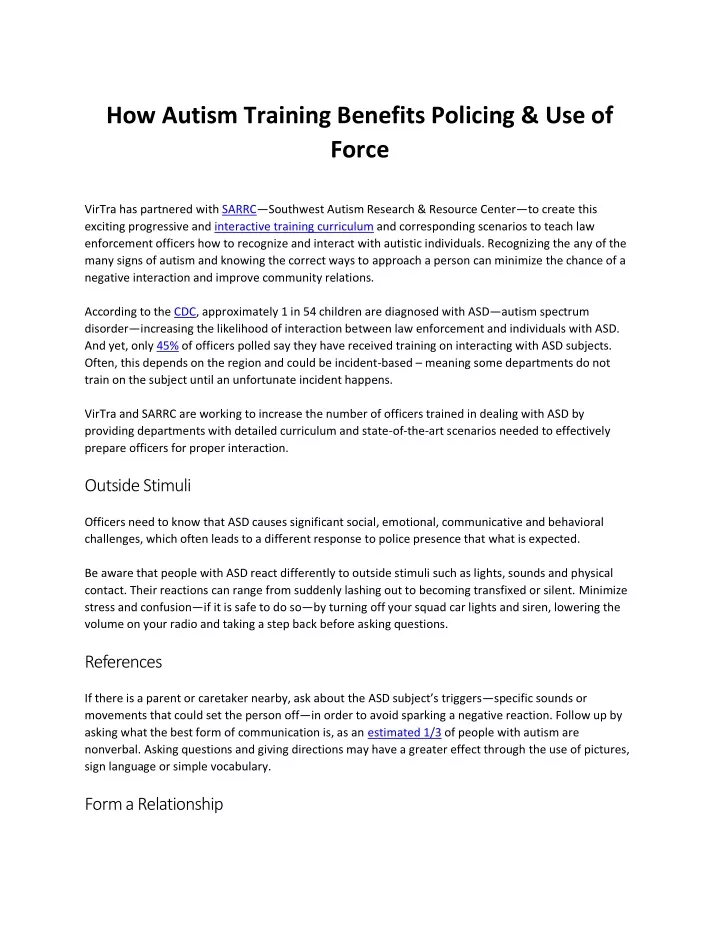 how autism training benefits policing use of force