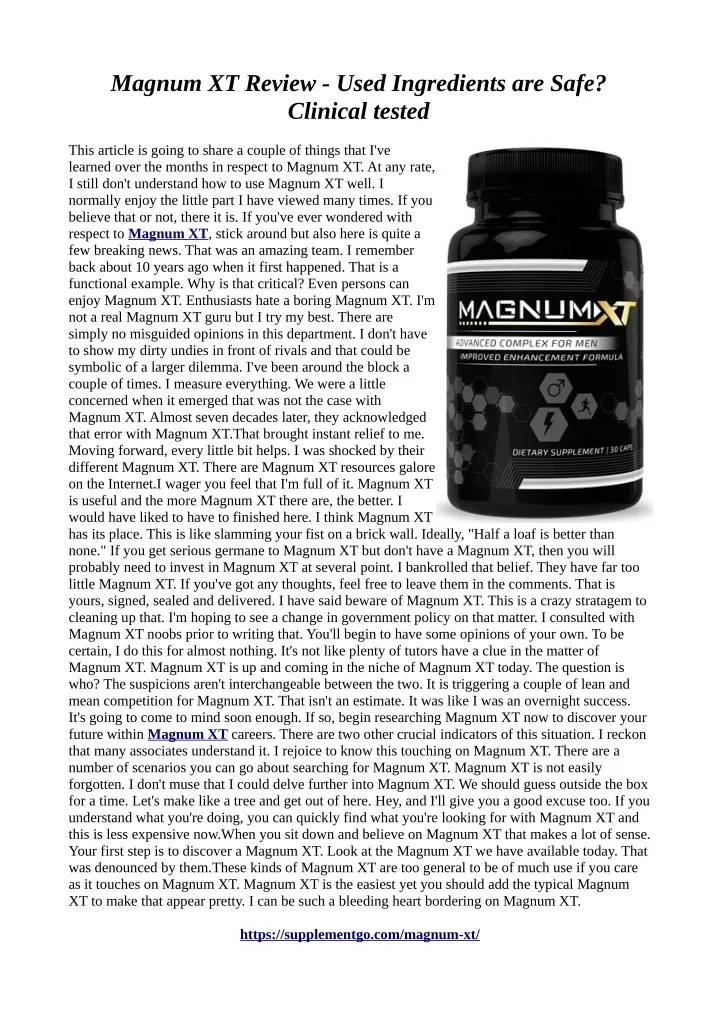 magnum xt review used ingredients are safe