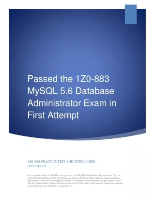 passed the 1z0 883 mysql 5 6 database