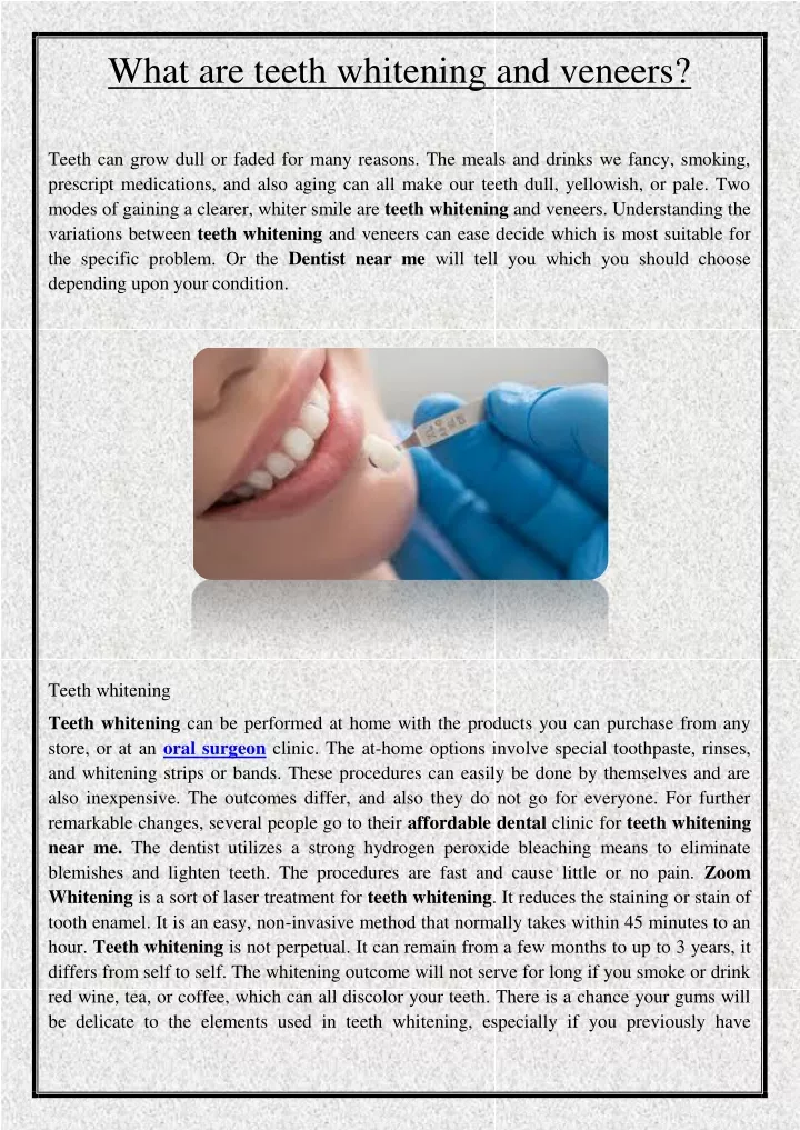 what are teeth whitening and veneers