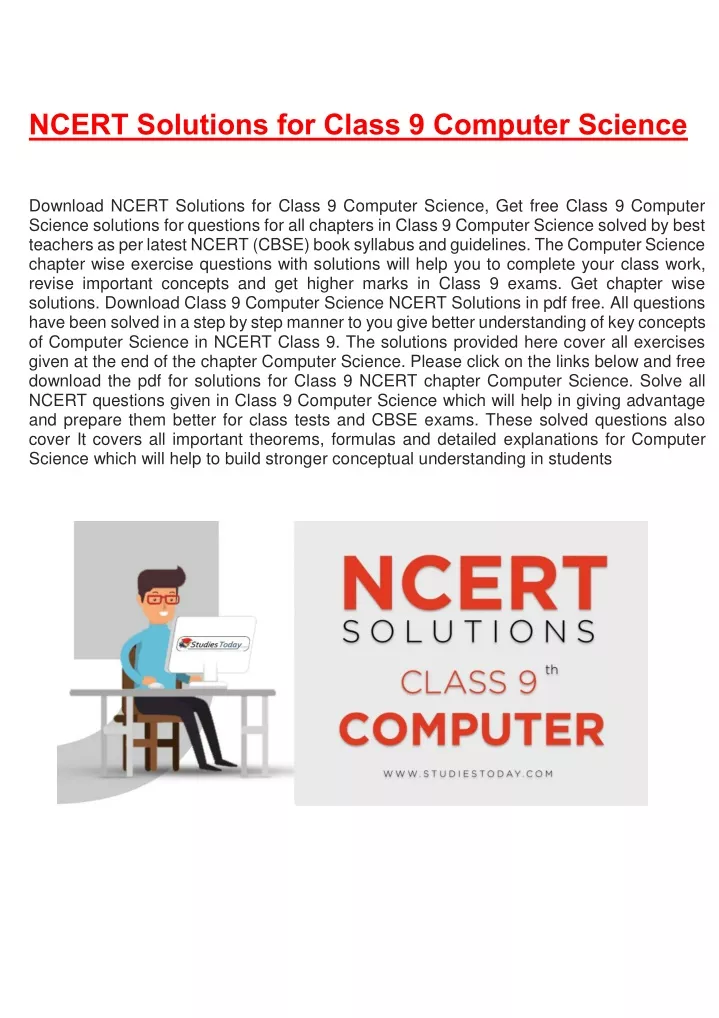 ncert solutions for class 9 computer science