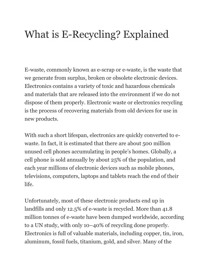 what is e recycling explained