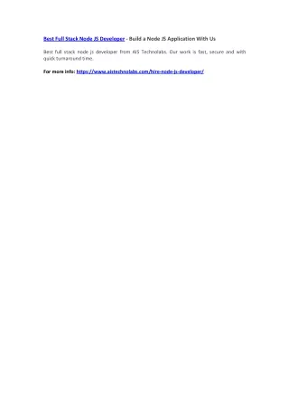 best full stack node js developer build a node