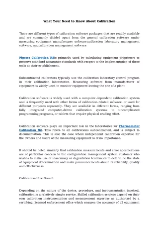 What Your Need to Know About Calibration