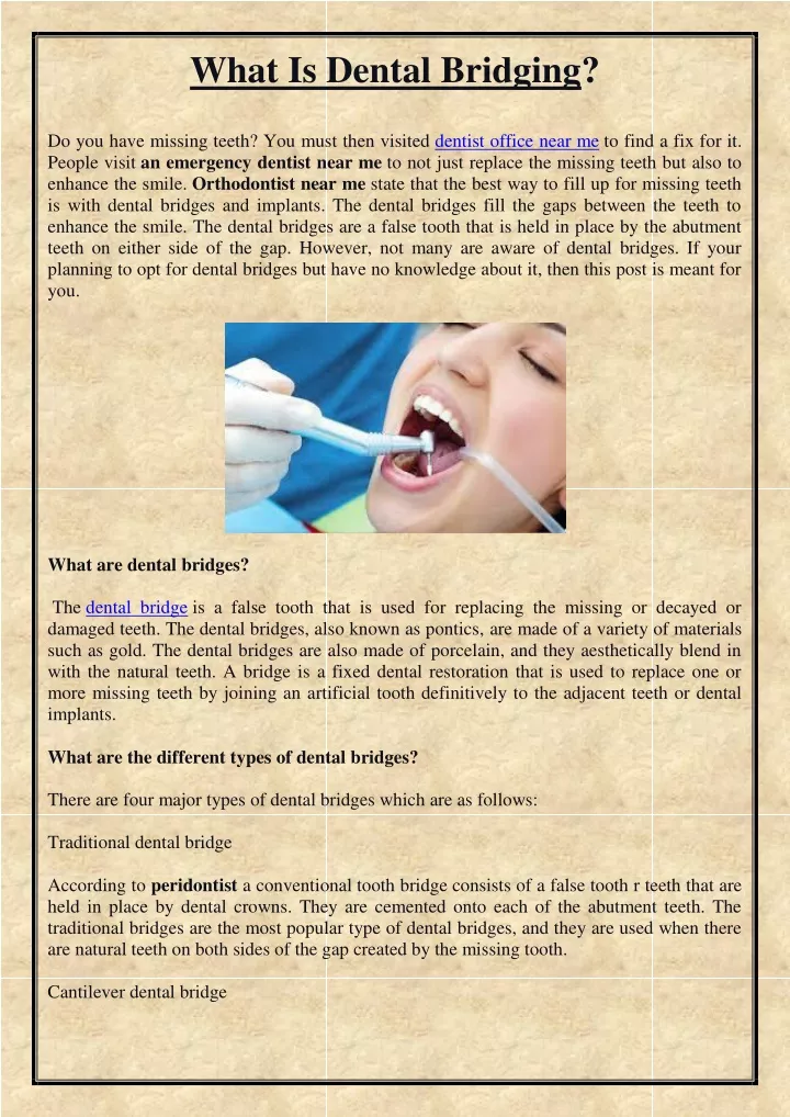 what is dental bridging