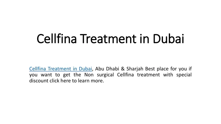 cellfina treatment in dubai