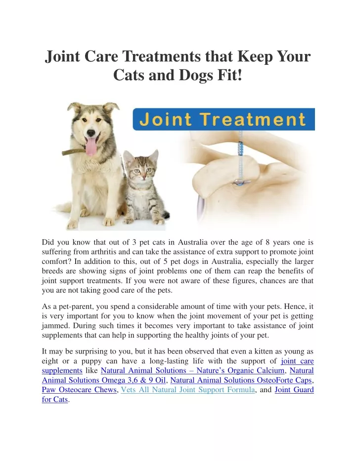 joint care treatments that keep your cats