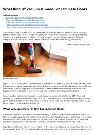 What The Best Vacuum For Laminate Floors