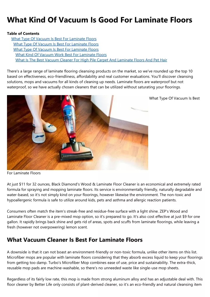 what kind of vacuum is good for laminate floors