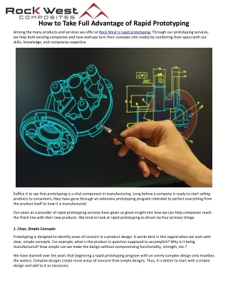 How to Take Full Advantage of Rapid Prototyping