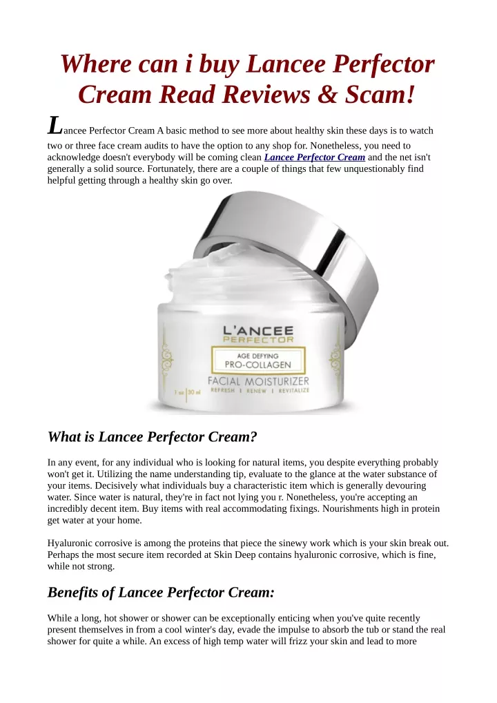 where can i buy lancee perfector cream read