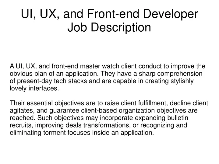 ui ux and front end developer job description