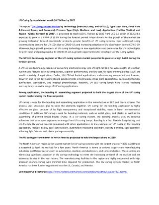 UV Curing System Market by Technology, Type, Pressure Type, Application, End-Use Vertical  | COVID-19 Impact Analysis