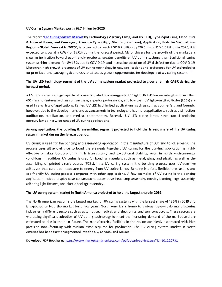 uv curing system market worth 6 7 billion by 2025