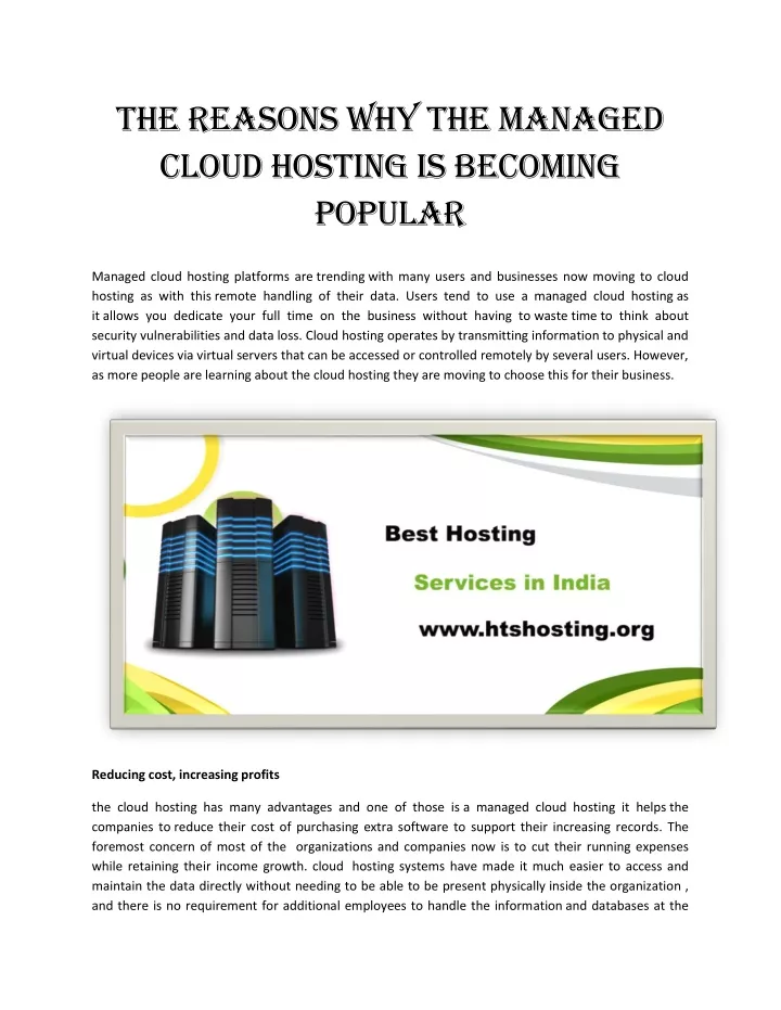 the reasons why the managed cloud hosting
