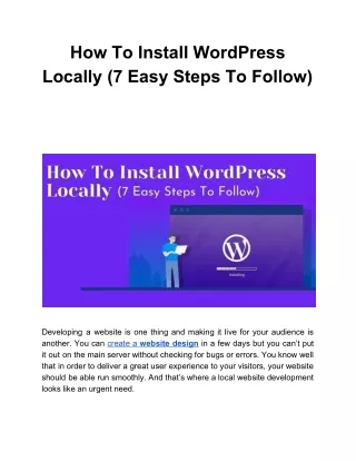 how to install wordpress locally 7 easy steps