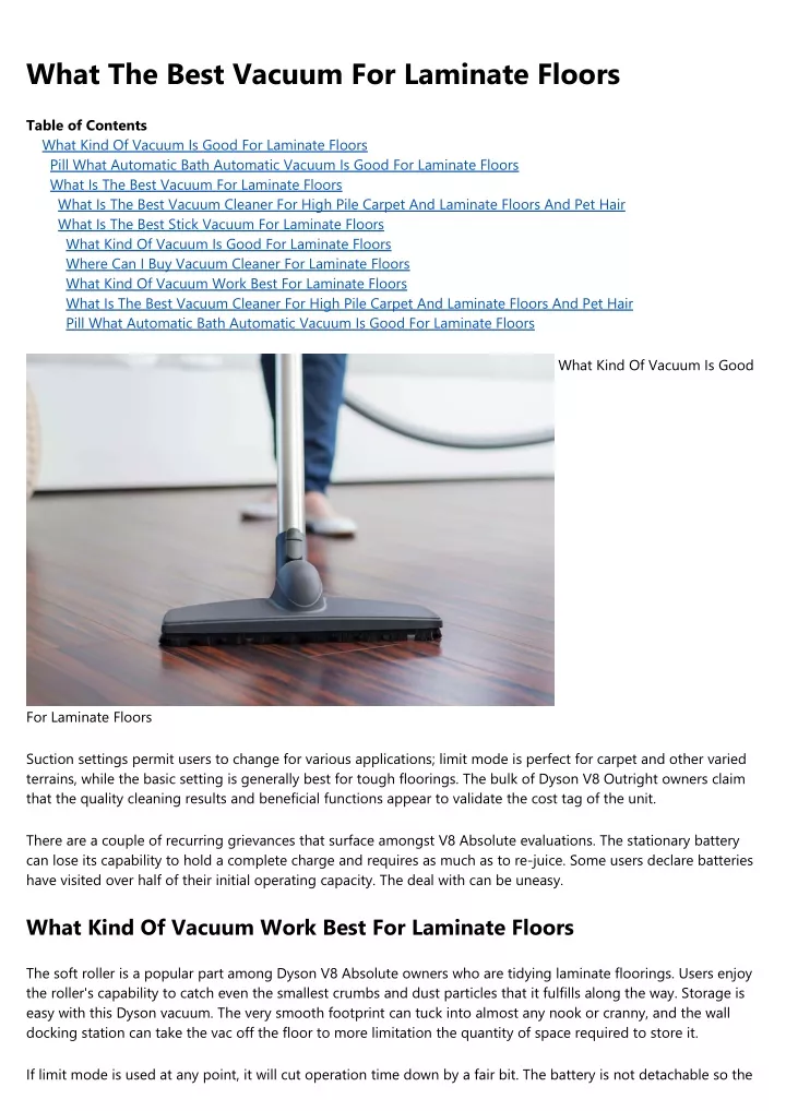 what the best vacuum for laminate floors