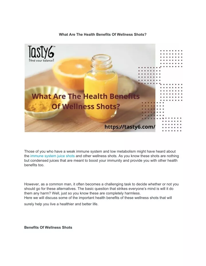 what are the health benefits of wellness shots