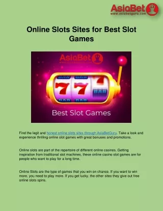 online slots sites for best slot games