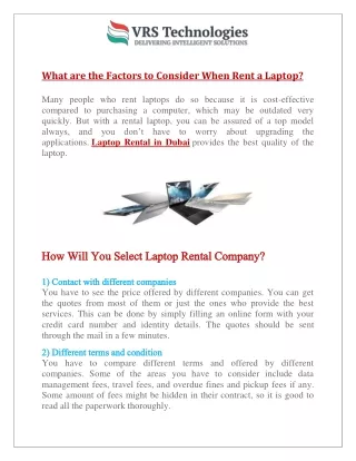 what are the factors to consider when rent