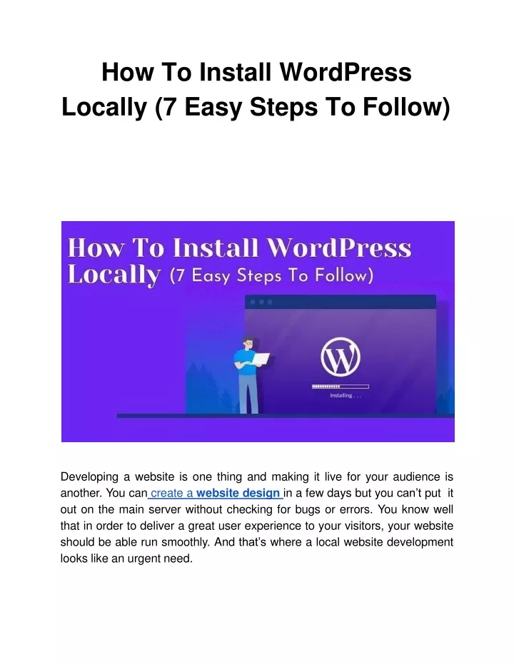 how to install wordpress locally 7 easy steps to follow