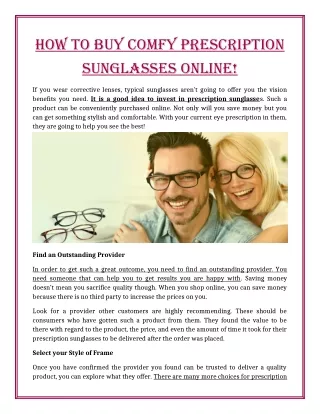 How to Buy comfy Prescription Sunglasses Online!