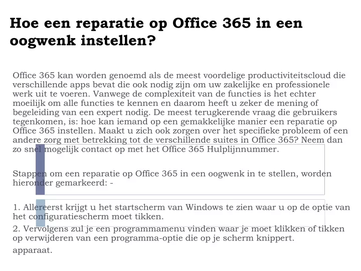 hoe een reparatie op office 365 in een oogwenk instellen