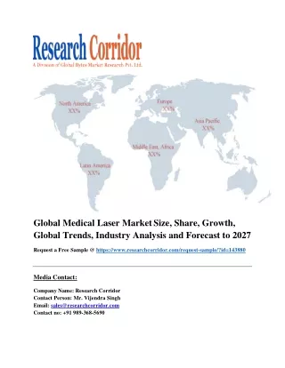 Global Medical Laser Market Size, Share, Growth, Global Trends, Industry Analysis and Forecast to 2027