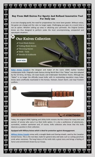 Buy From S&R Knives For Sporty And Refined Innovative Tool For Daily use