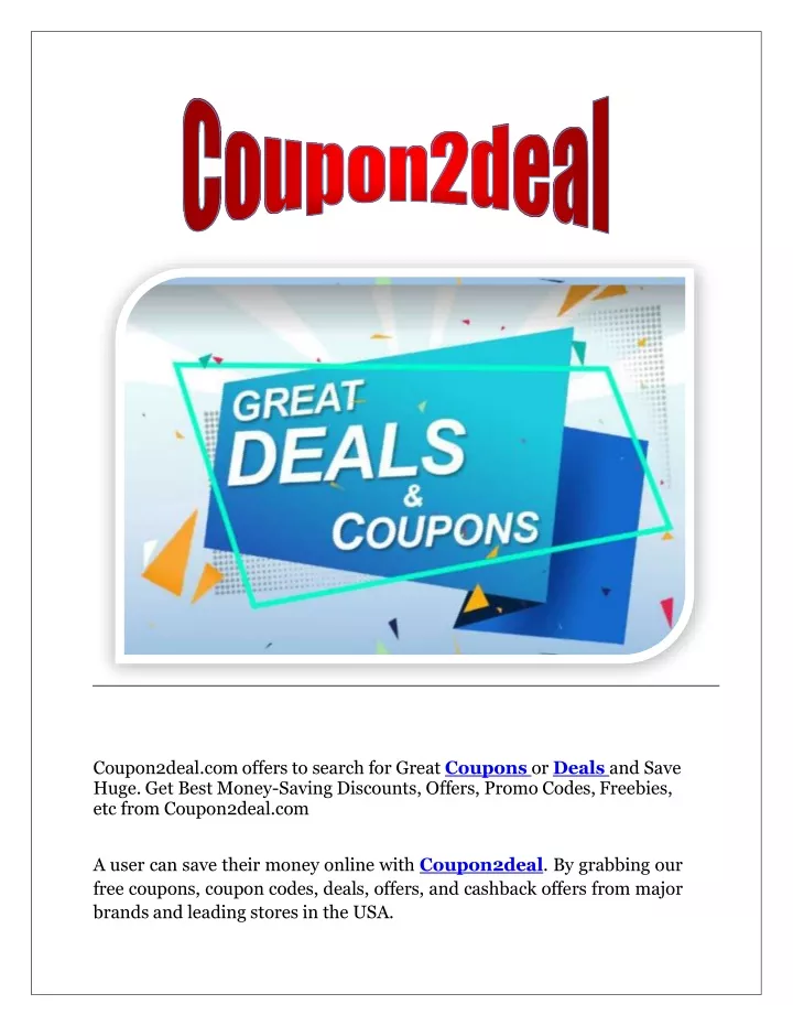 coupon2deal com offers to search for great