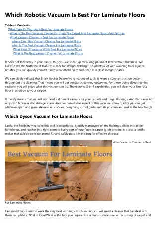 What Kind Of Vacuum Work Best For Laminate Floors