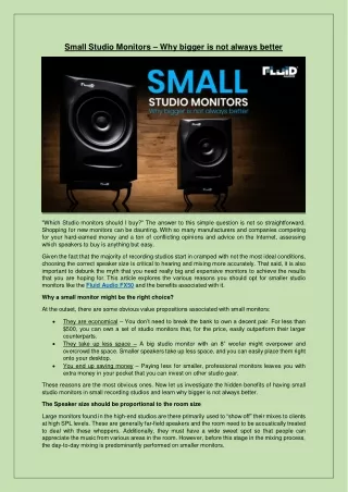 small studio monitors why bigger is not always