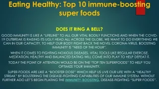 Eating Healthy: Top 10 immune-boosting super foods