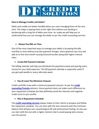 how to manage credits and debts