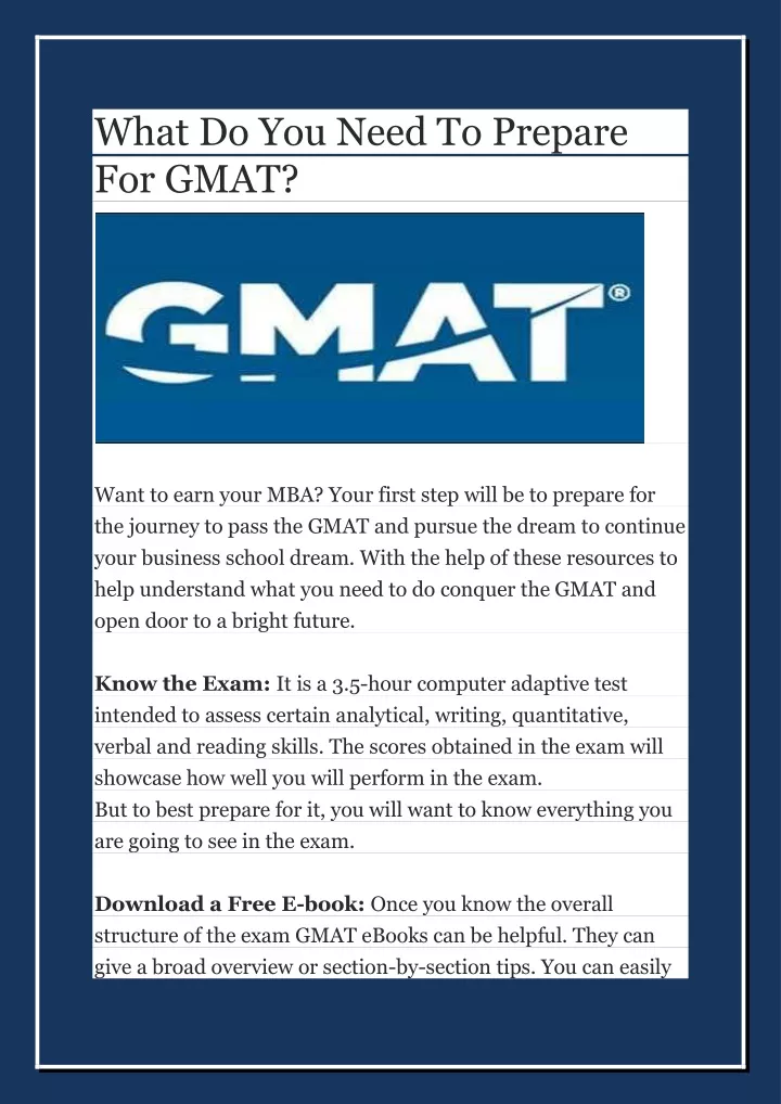 what do you need to prepare for gmat