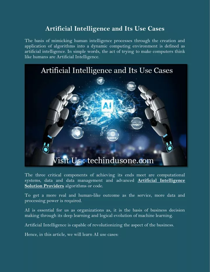 artificial intelligence and its use cases
