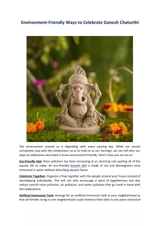 environment friendly ways to celebrate ganesh