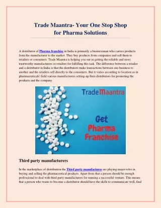 Trade Maantra- Your One Stop Shop for Pharma Solutions