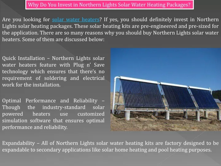 why do you invest in northern lights solar water