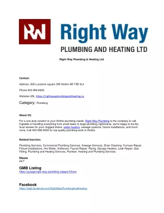 Right Way Plumbing & Heating Ltd.