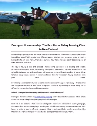 Dromgool Horsemanship: The Best Horse Riding Training Clinic in New Zealand