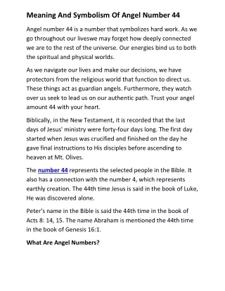meaning and symbolism of angel number 44