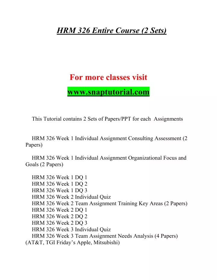 hrm 326 entire course 2 sets