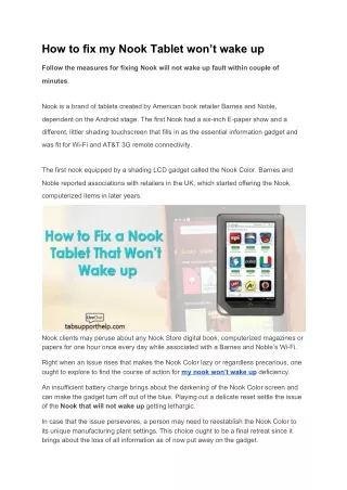 How to fix my Nook Tablet won’t wake up
