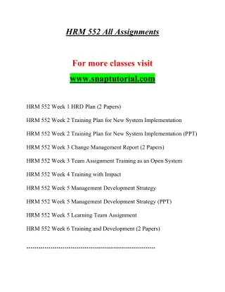 HRM 552 Marvelous Teaching / snaptutorial.com