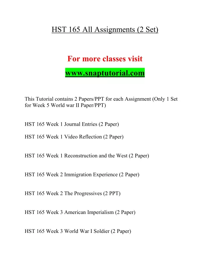 hst 165 all assignments 2 set