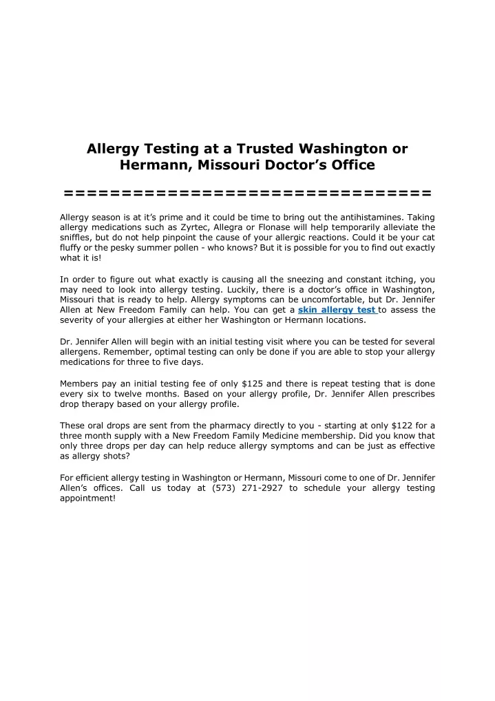 allergy testing at a trusted washington