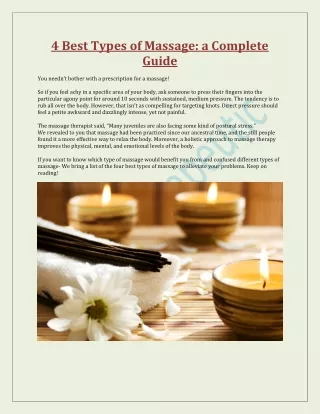 4 Best Types of Massage: a Complete Guide